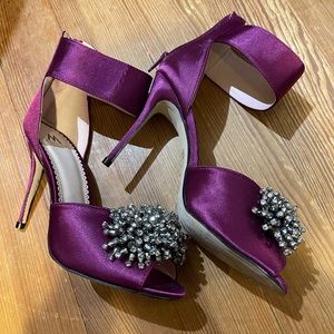 Dark purple satin heels